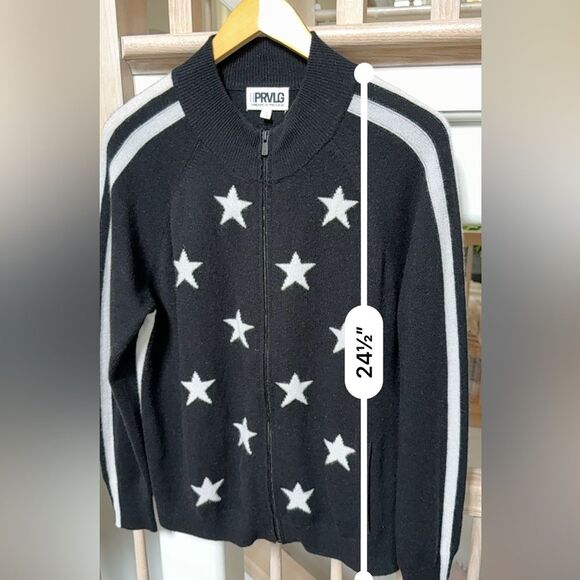 PRVLDG Threads of Privilege Full Zip Cashmere Star Print Cardigan Jacket XL - Picture 5 of 15